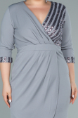 Robe De Soirée Grande Taille Courte Gris ABK1325