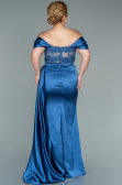 Robe Grande Taille Longue Satin Indigo ABU2371