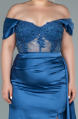 Robe Grande Taille Longue Satin Indigo ABU2371