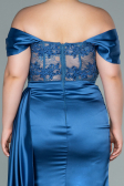 Robe Grande Taille Longue Satin Indigo ABU2371
