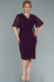Robe De Soirée Mousseline Courte Prune ABK1294