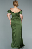 Robe De Soirée Grande Taille Satin Longue Vert Huile ABU1626