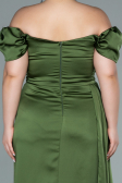 Robe De Soirée Grande Taille Satin Longue Vert Huile ABU1626