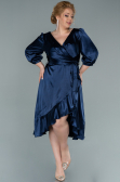 Robe de Soirée Grande Taille Midi Satin Bleu Marine ABK1410