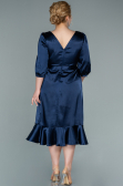 Robe de Soirée Grande Taille Midi Satin Bleu Marine ABK1410