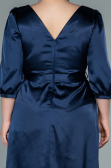 Robe de Soirée Grande Taille Midi Satin Bleu Marine ABK1410
