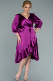 Robe de Soirée Grande Taille Midi Satin Couleur Cerise ABK1410