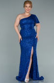 Robe Grande Taille Longue Bleu Saxe ABU1893