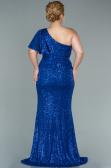 Robe Grande Taille Longue Bleu Saxe ABU1893