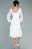 Robe de Cérémonie Midi Mousseline Blanc ABK1441