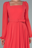 Robe de Cérémonie Midi Mousseline Corail ABK1441