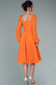 Robe de Cérémonie Midi Mousseline Orange ABK1441