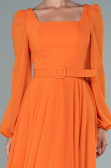 Robe de Cérémonie Midi Mousseline Orange ABK1441