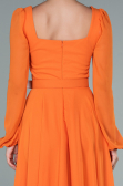 Robe de Cérémonie Midi Mousseline Orange ABK1441
