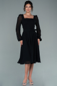 Robe de Cérémonie Midi Mousseline Noir ABK1441