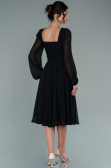 Robe de Cérémonie Midi Mousseline Noir ABK1441