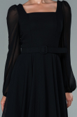 Robe de Cérémonie Midi Mousseline Noir ABK1441