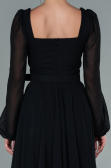 Robe de Cérémonie Midi Mousseline Noir ABK1441