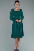 Robe de Cérémonie Midi Mousseline Émeraude ABK1441