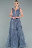 Robe De Soirée Longue Gris ABU2418