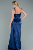 Robe de Soirée Longue Satin Bleu Marine ABU2477