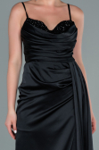 Robe de Soirée Longue Satin Noir ABU2477