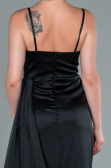 Robe de Soirée Longue Satin Noir ABU2477