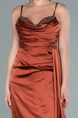 Robe de Soirée Longue Satin Marron clair ABU2477