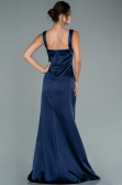 Robe de Soirée Longue Satin Bleu Marine ABU2479