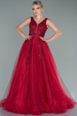 Robe de Soirée Longue Rouge Bordeaux ABU2107