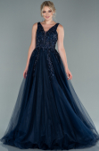 Robe de Soirée Longue Bleu Marine ABU2107