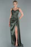 Robe de Soirée Longue Satin Kaki ABU2477