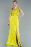 Robe de Soirée Longue Satin Pistache vert ABU2479