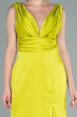 Robe de Soirée Longue Satin Pistache vert ABU2479