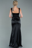 Robe de Soirée Longue Satin Noir ABU2479