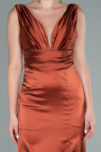 Robe de Soirée Longue Satin Marron clair ABU2479
