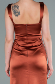 Robe de Soirée Longue Satin Marron clair ABU2479