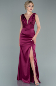 Robe de Soirée Longue Satin Couleur Cerise ABU2479