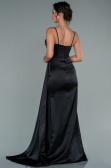 Robe de Fiançaille Longue Satin Noir ABU2495