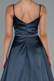 Robe De Soirée Satin Longue Anthracite ABU1601