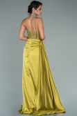 Robe De Soirée Satin Longue Pistache vert ABU2130