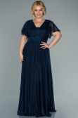 Robe de Soirée Grande Taille Longue Bleu Marine ABU2498