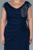 Robe de Soirée Grande Taille Longue Bleu Marine ABU2438