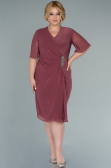 Robe De Soirée Grande Taille Mousseline Courte Marron clair ABK1299