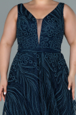 Robe de Soirée Grande Taille Longue Bleu Marine ABU2501