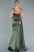 Robe de Soirée Longue Satin Kaki ABU2386