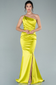 Robe de Soirée Longue Satin Pistache vert ABU2518