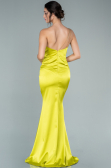 Robe de Soirée Longue Satin Pistache vert ABU2518