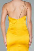 Robe de Soirée Longue Satin Moutarde ABU2518