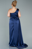 Robe de Soirée Grande Taille Longue Satin Bleu Marine ABU2531